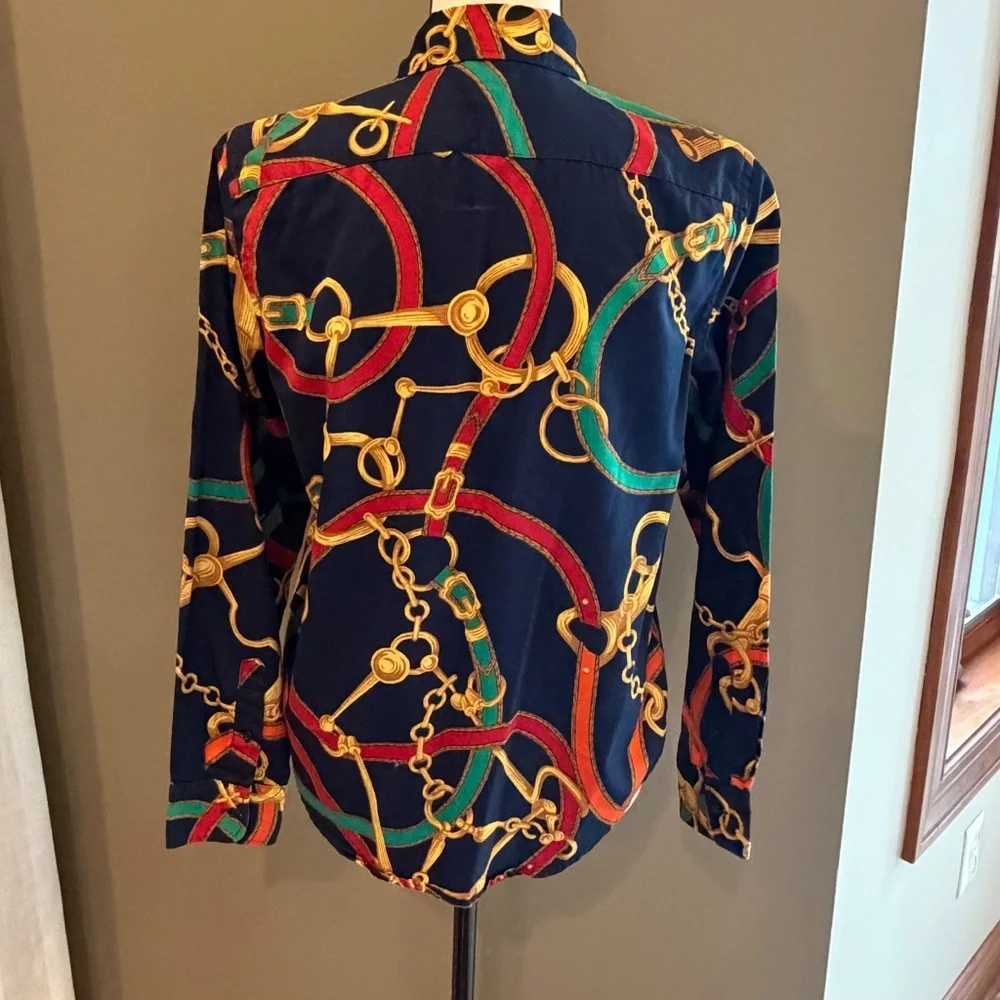 Lauren Ralph Lauren Western Equestrian Cowgirl Rodeo Chain Colorful, Size Small - Picture 3 of 10